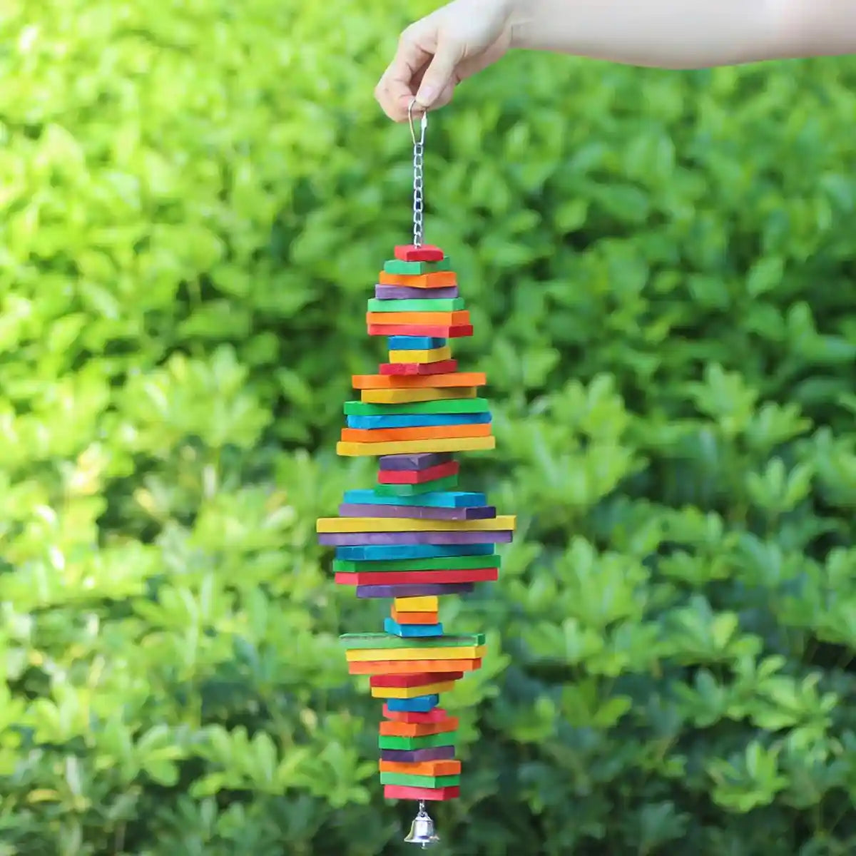 Multi-Layer Parrot Toy Wooden Hanging Pendant for Chewing and Climbing