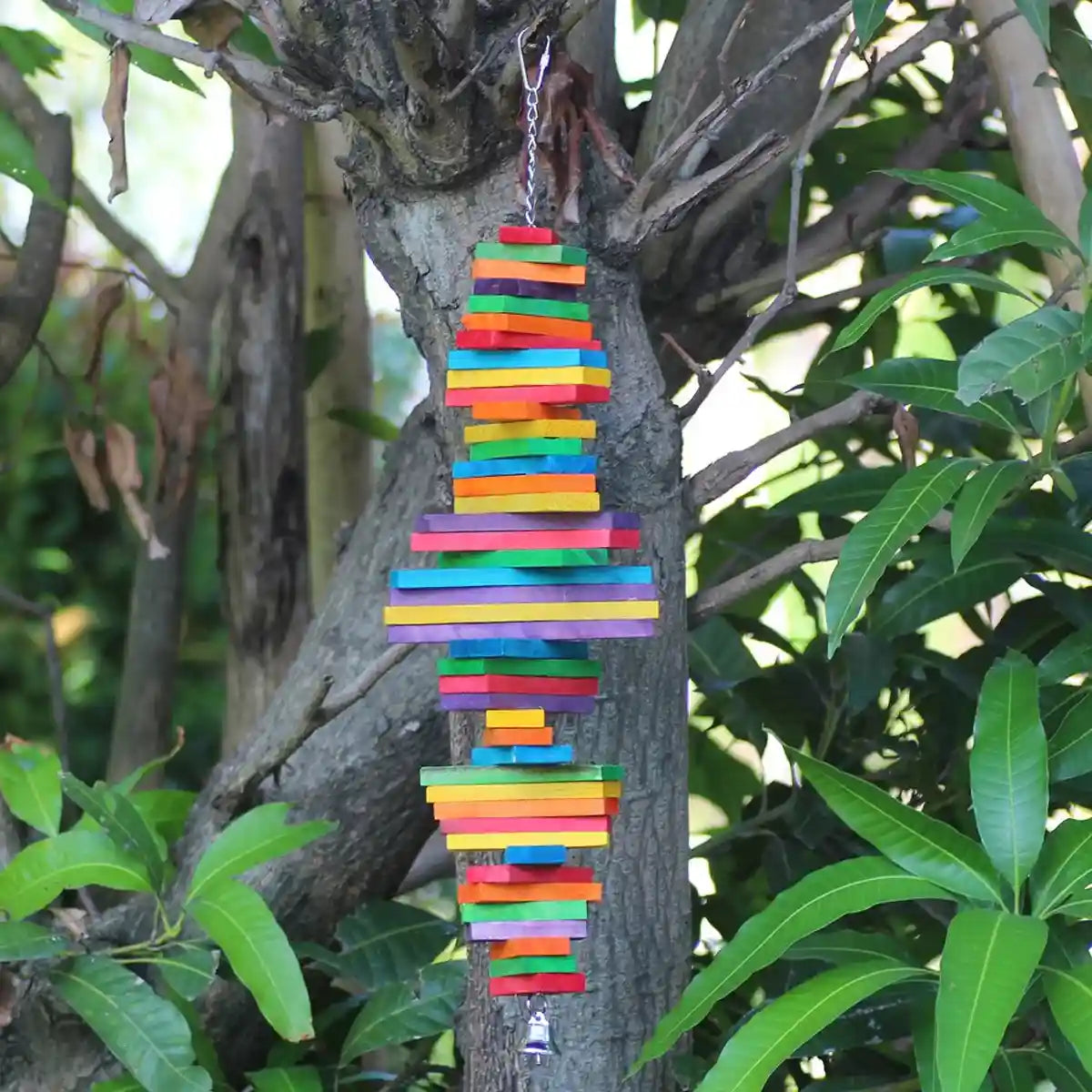 Multi-Layer Parrot Toy Wooden Hanging Pendant for Chewing and Climbing