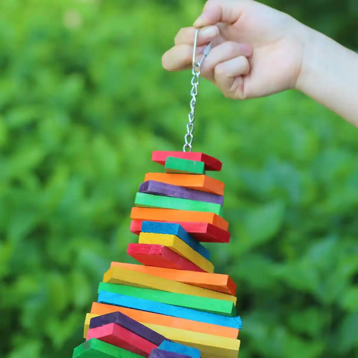 Multi-Layer Parrot Toy Wooden Hanging Pendant for Chewing and Climbing