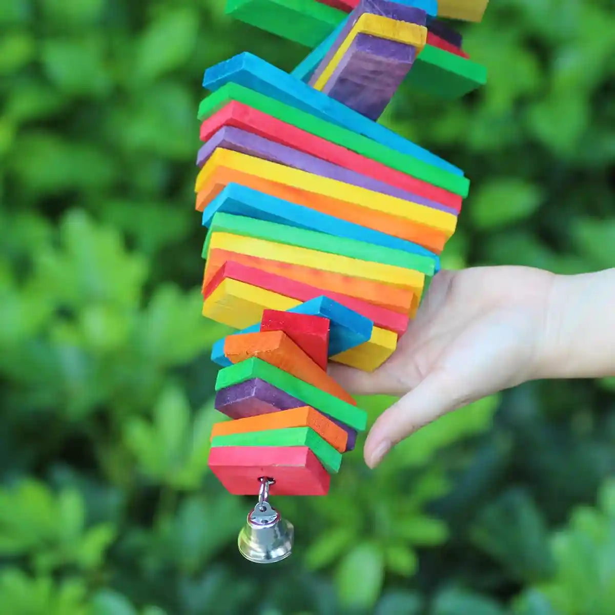 Multi-Layer Parrot Toy Wooden Hanging Pendant for Chewing and Climbing