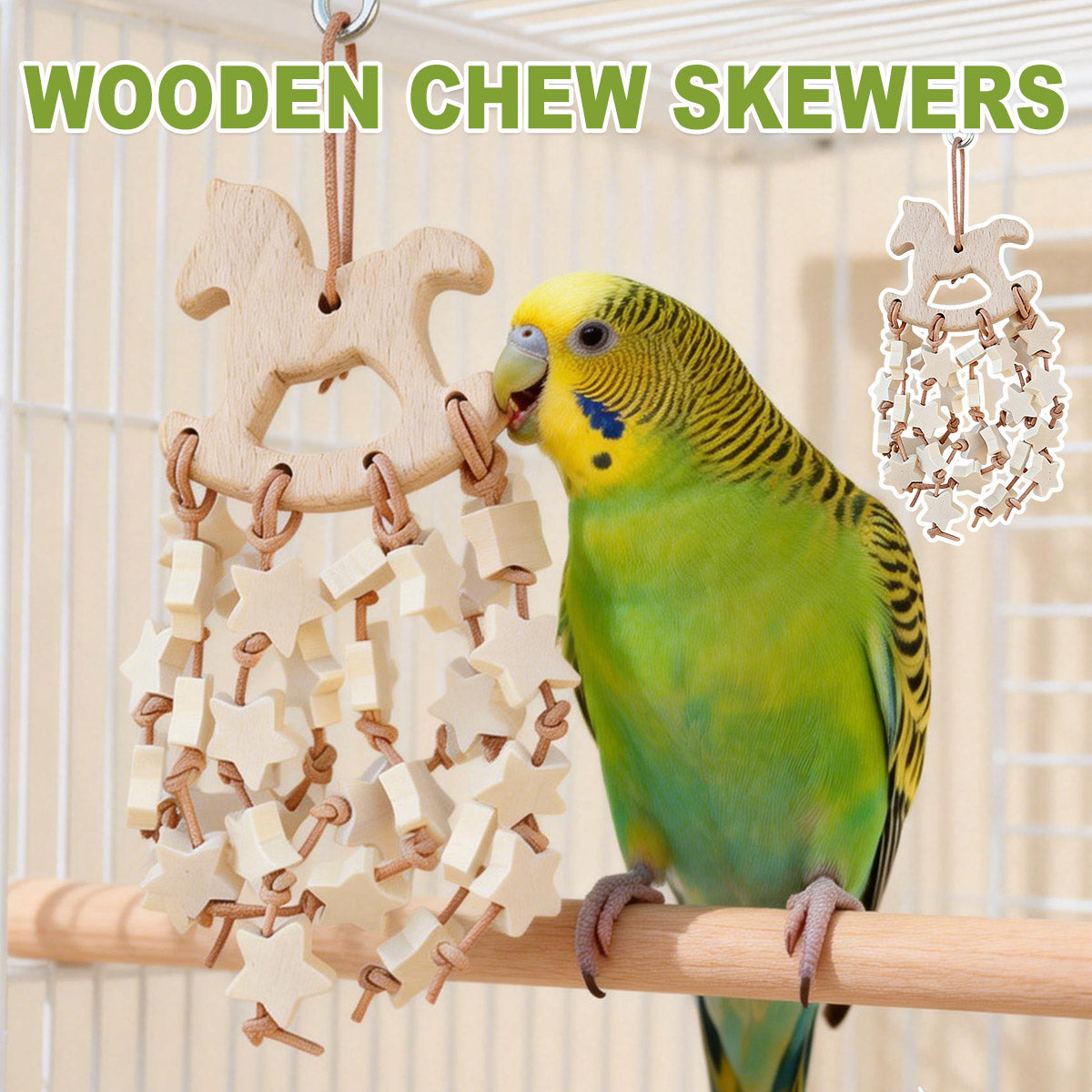 Bird Chew Toy Wooden Hanging Chew Skewers