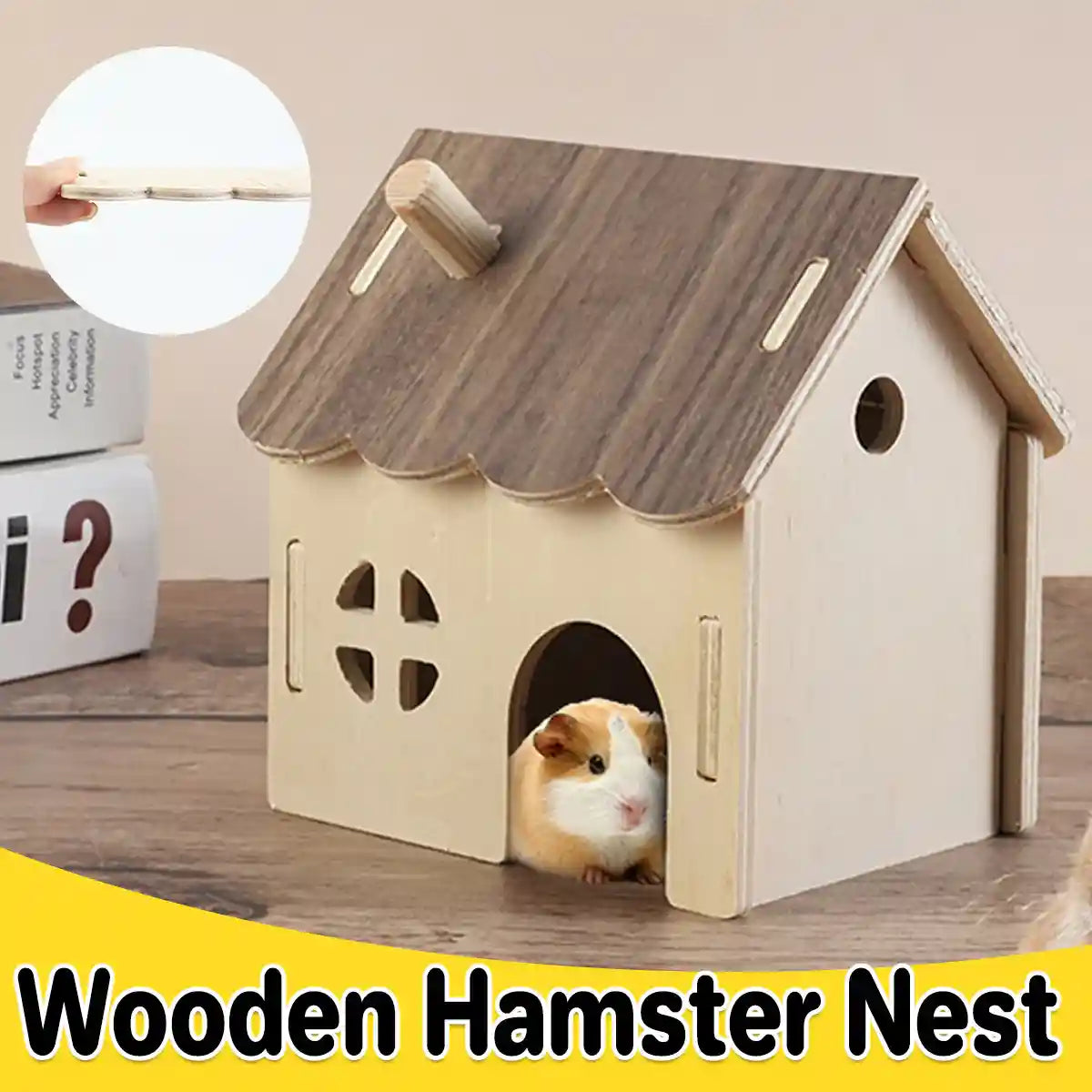 Wooden Hamster House Toy Hideout House Villa