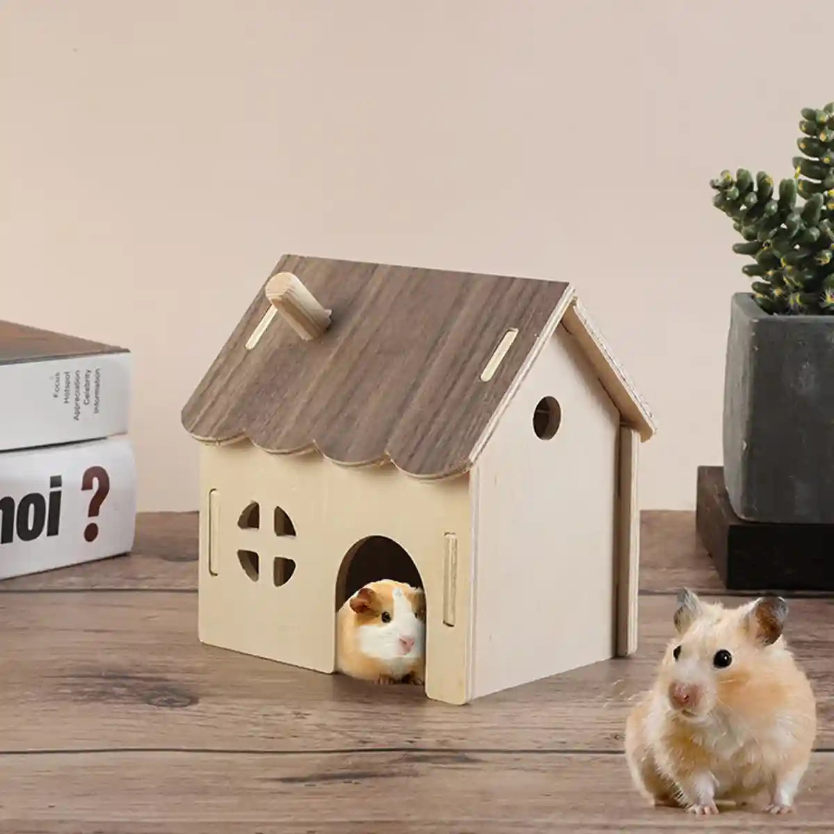 Wooden Hamster House Toy Hideout House Villa