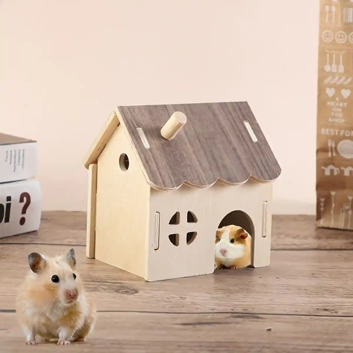 Wooden Hamster House Toy Hideout House Villa