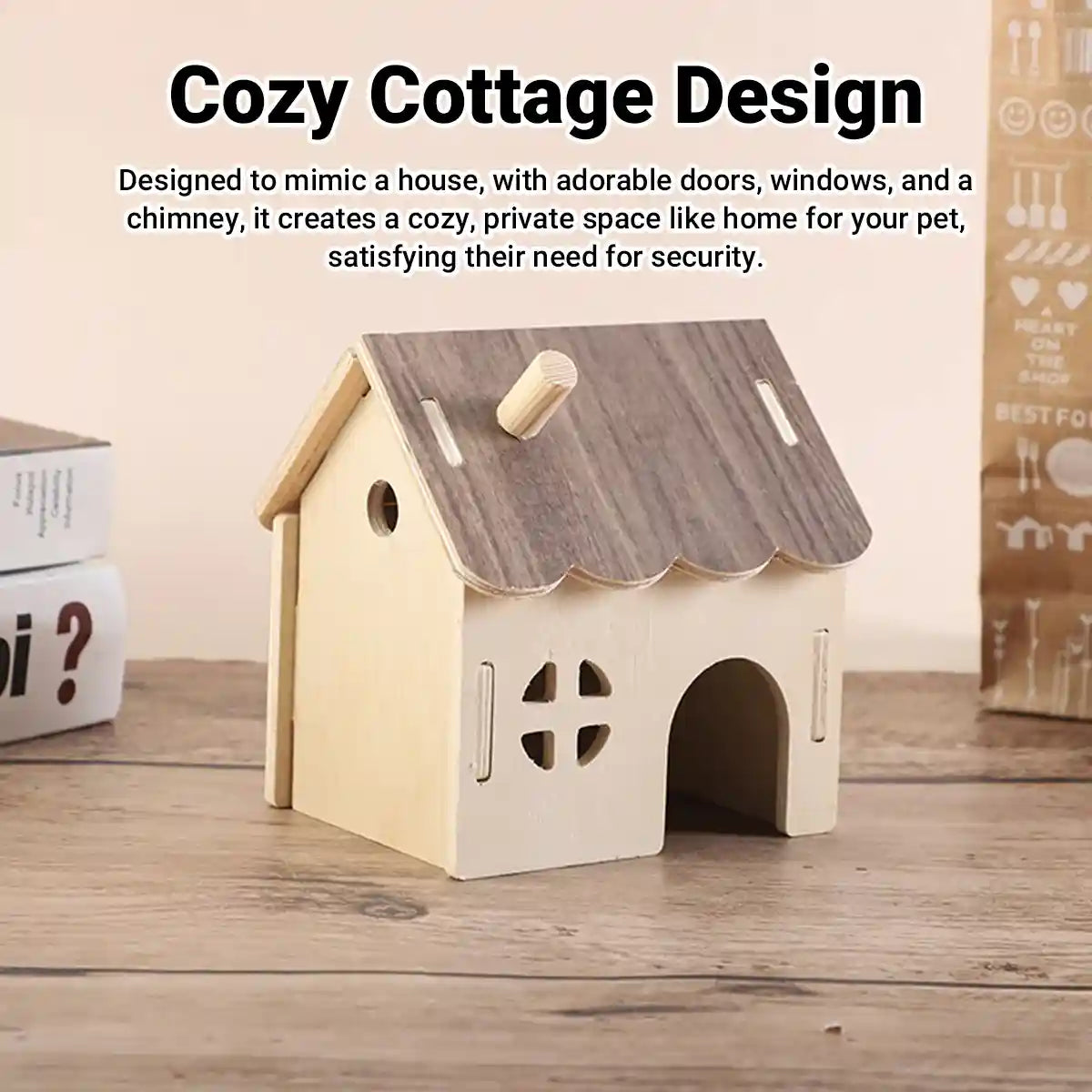 Wooden Hamster House Toy Hideout House Villa