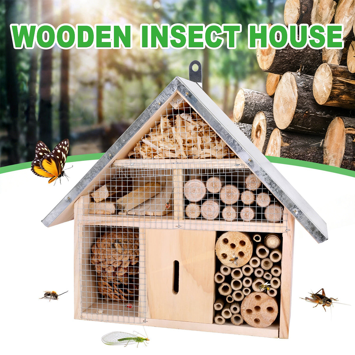 Wooden Insect House Garden Habitat Observation Eco Friendly Insect Attraction