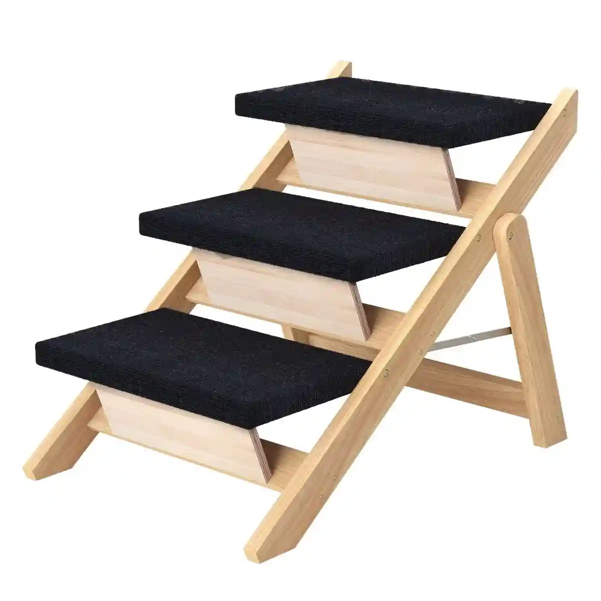Wooden Pet Stairs Foldable Dog Ramp With Non-Slip Steps