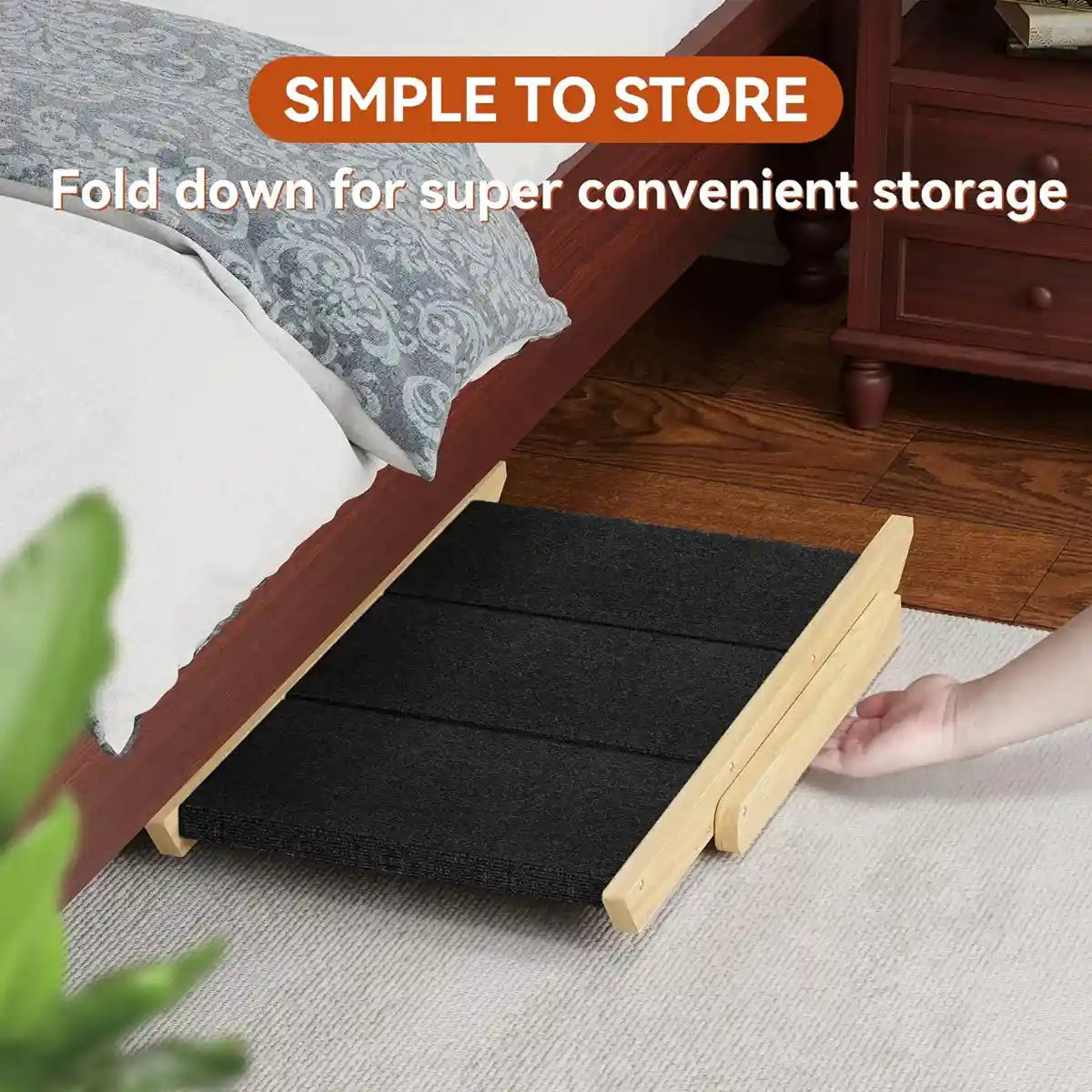 Wooden Pet Stairs Foldable Dog Ramp With Non-Slip Steps