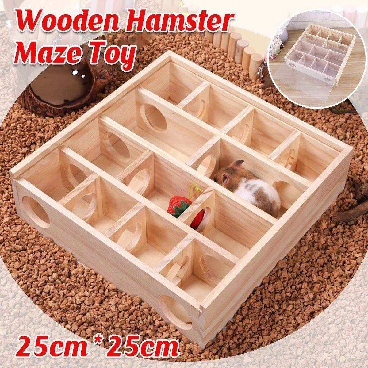 Interactive Wooden Hamster Toy Maze for Small Pets’ Play & Exercise