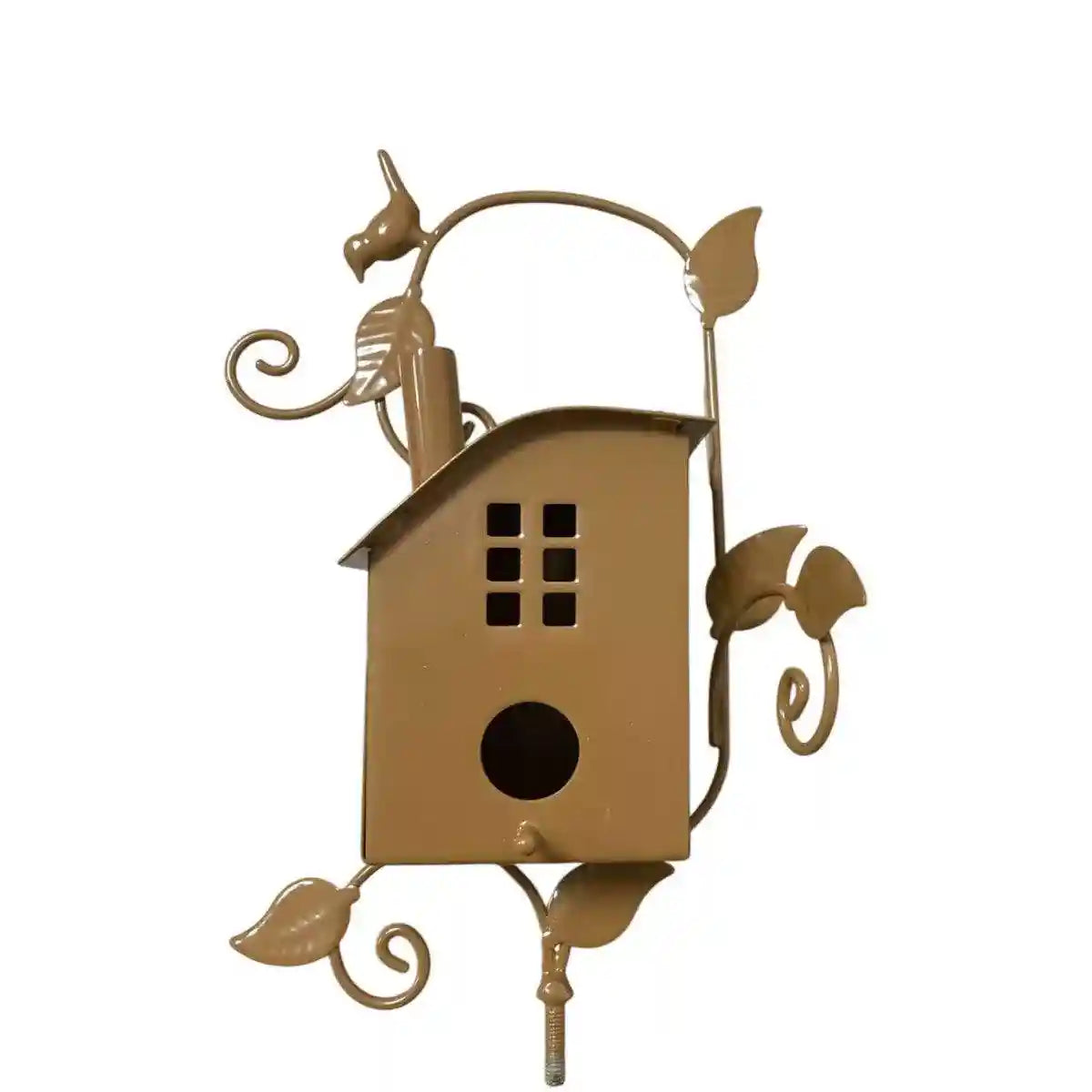 Outdoor Iron Birdhouse GardenStakes Bird House Metal Crafts Pastoral Plug-in