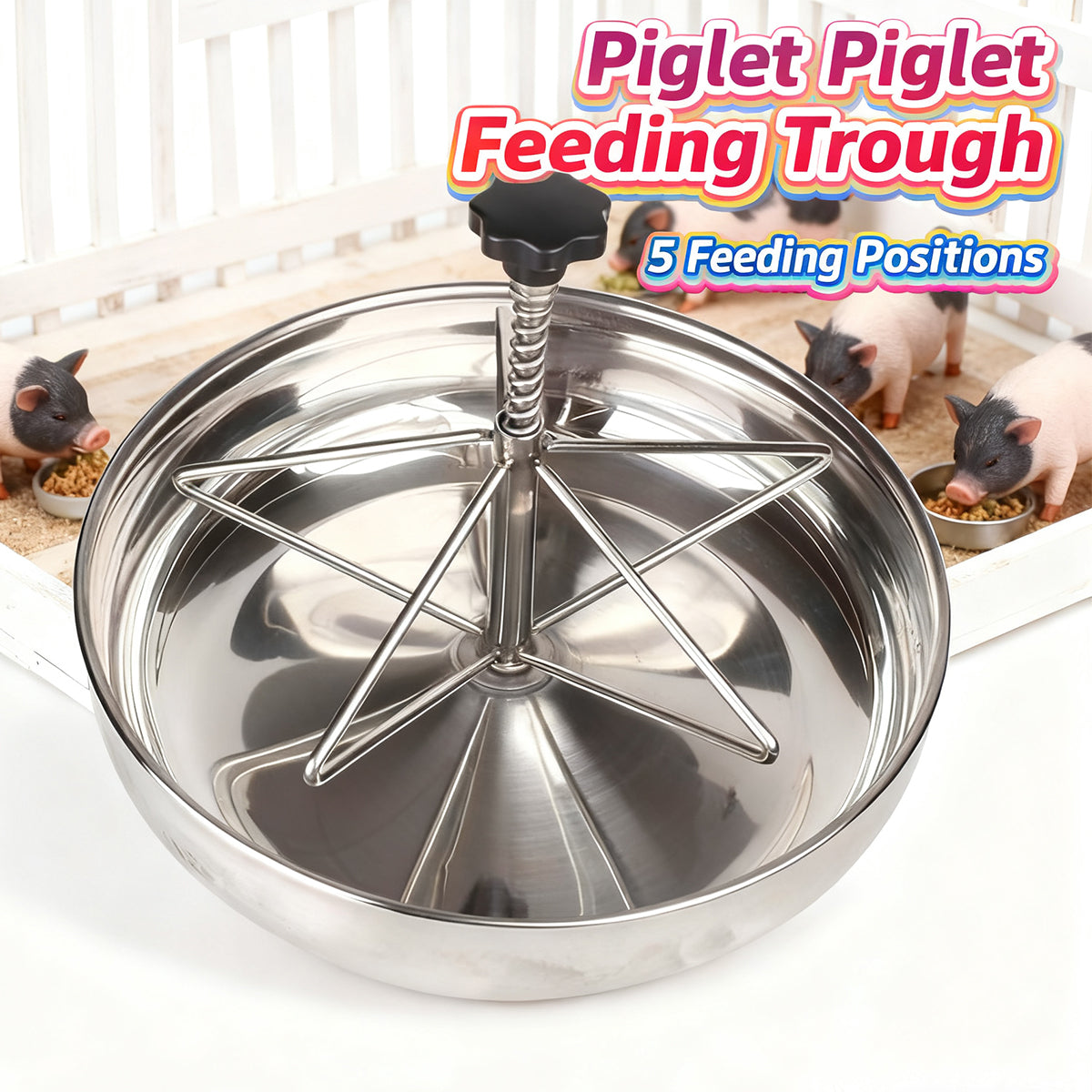 Piglet Feeding Trough Stainless Steel Round Basin Feeder Bowl for Farm Livestock