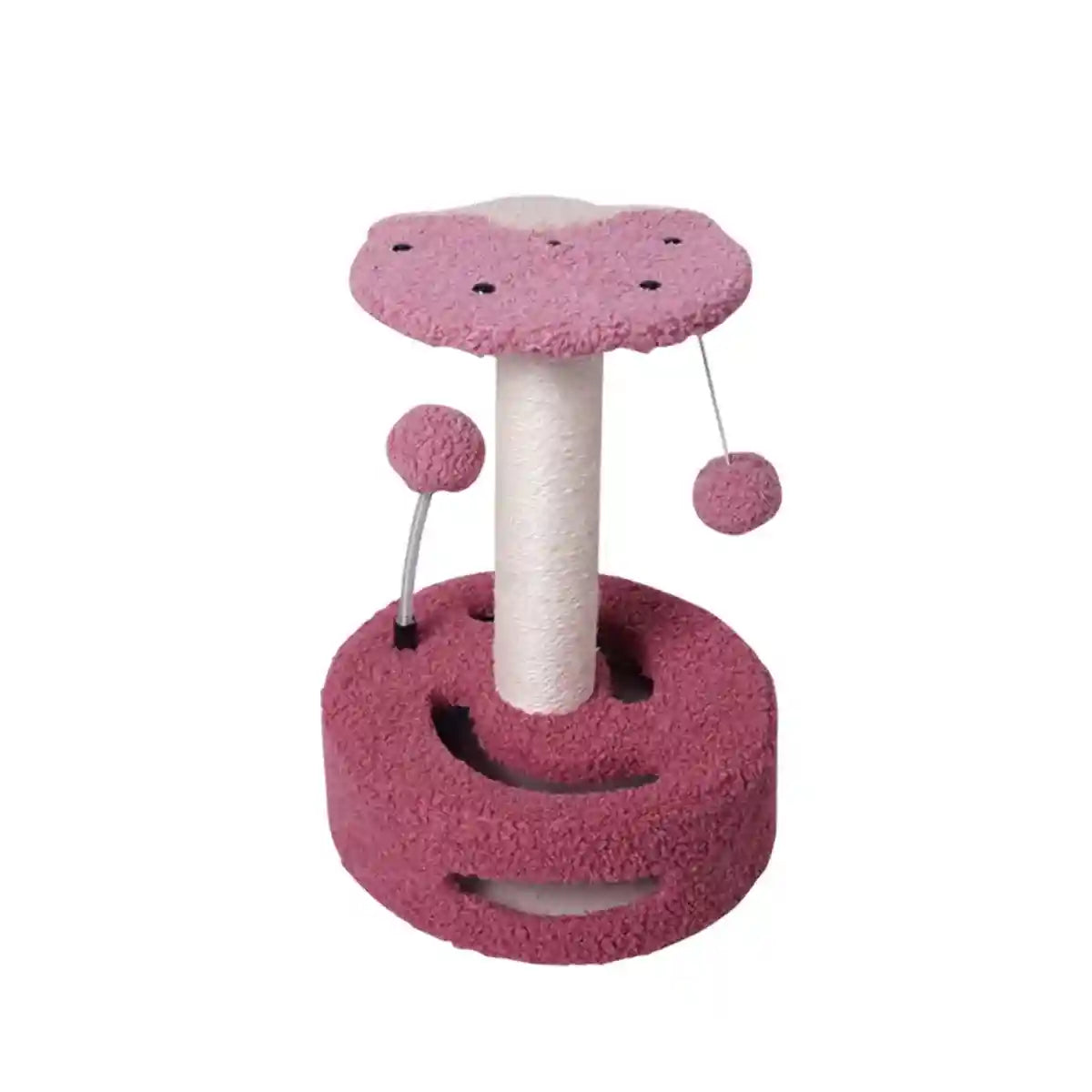 Fruit-Themed Cat Scratching Post with Toy Ball and Plush Base