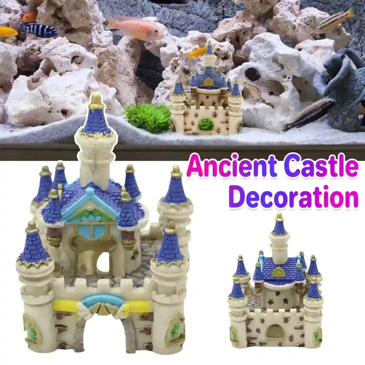 Mini Resin Castle Aquarium Decoration for Fish Tank