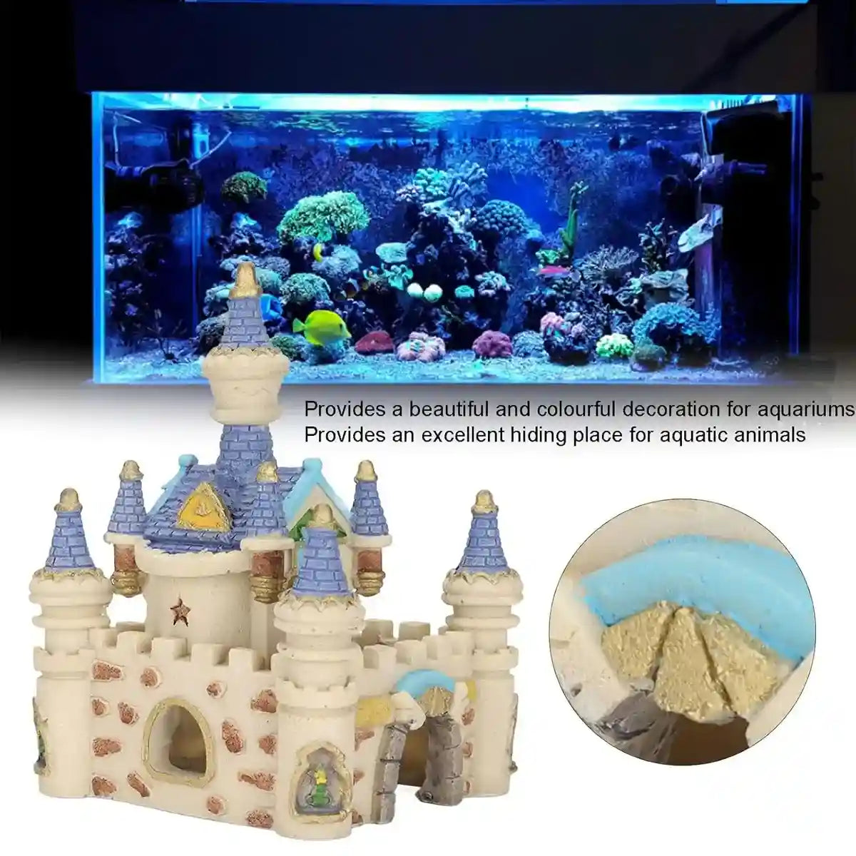 Mini Resin Castle Aquarium Decoration for Fish Tank