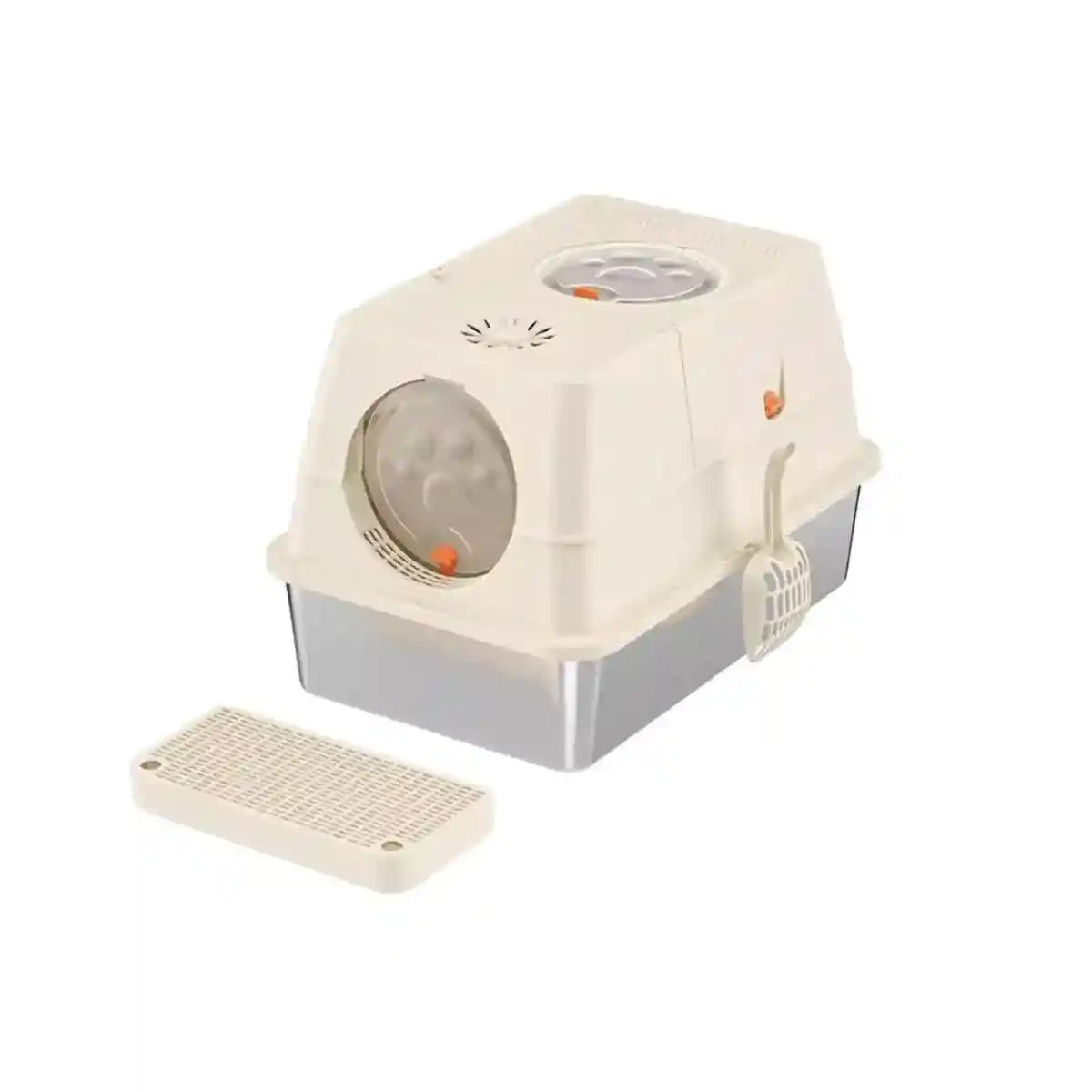 Large Fully Enclosed Stainless Steel Cat Litter Box 60×40×39cm