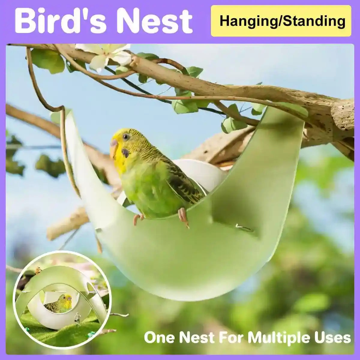 Modern hummingbird house with space capsule design, providing a safe and cozy bird shelter.