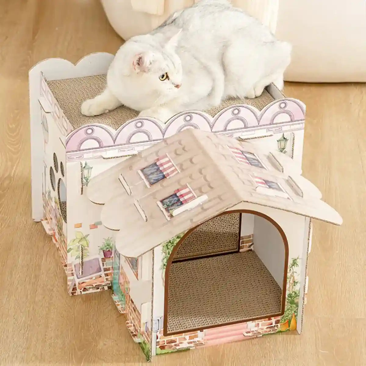 Cardboard Cat Scratch House with Roof Cat Scratch Board Sofa