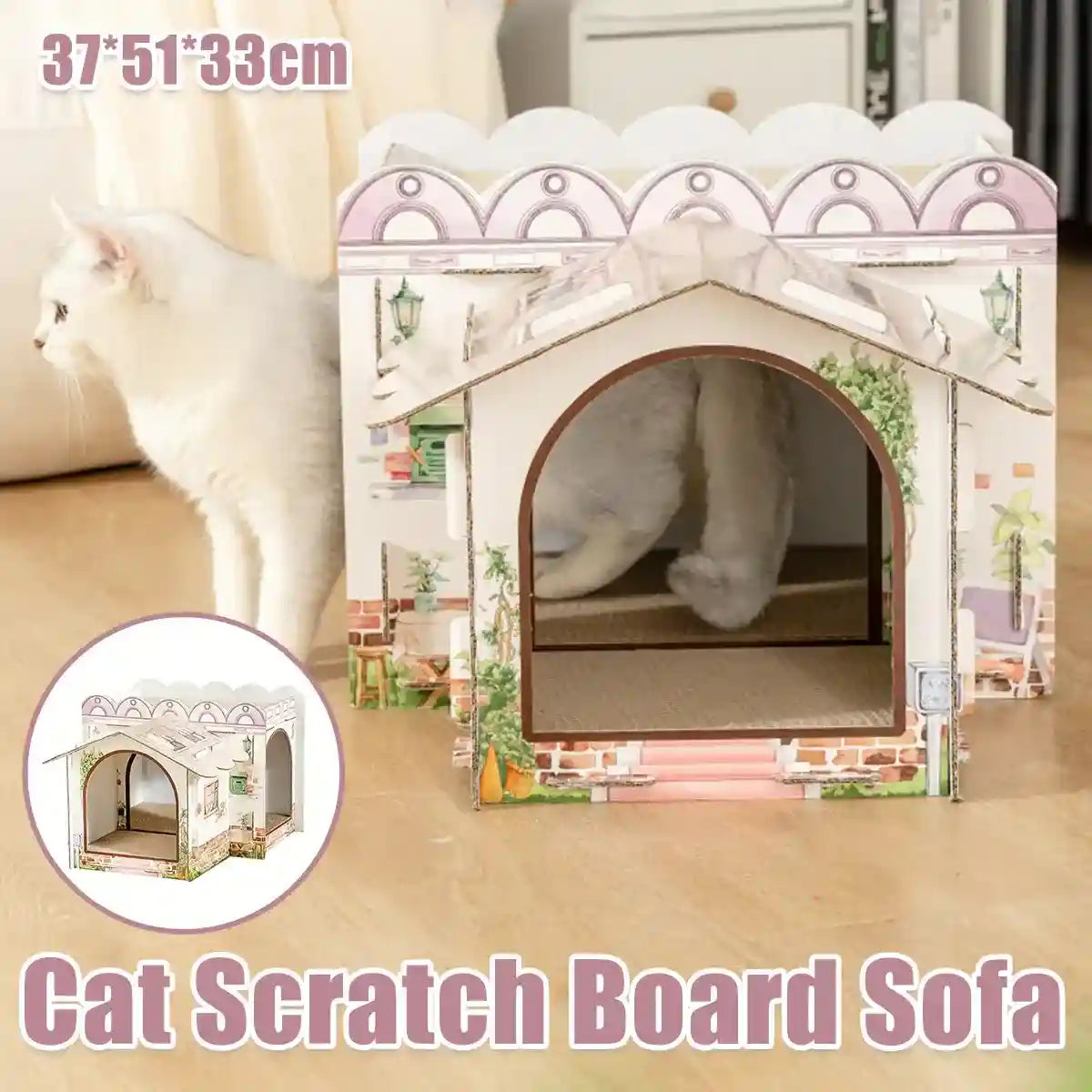 Cardboard Cat Scratch House with Roof Cat Scratch Board Sofa