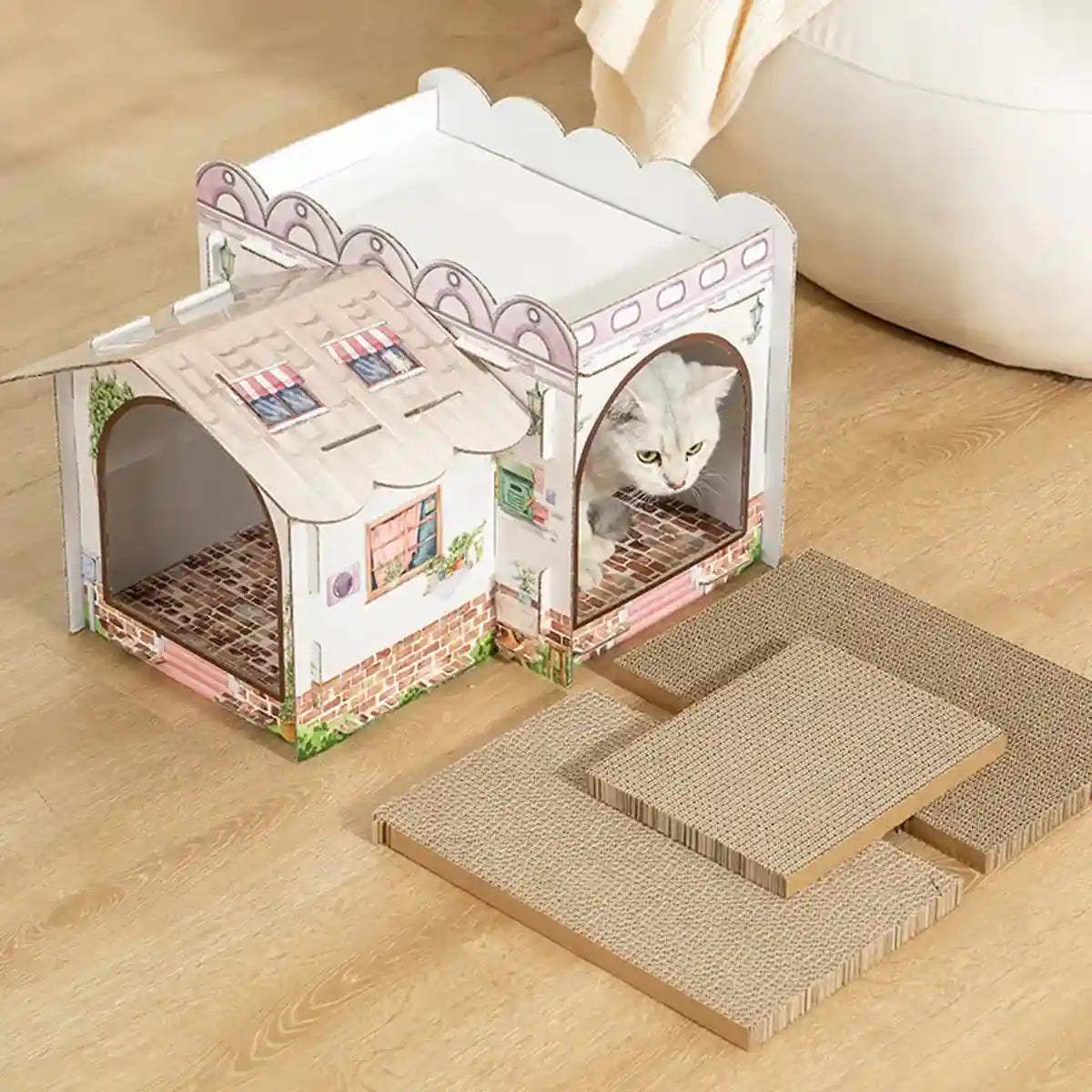 Cardboard Cat Scratch House with Roof Cat Scratch Board Sofa