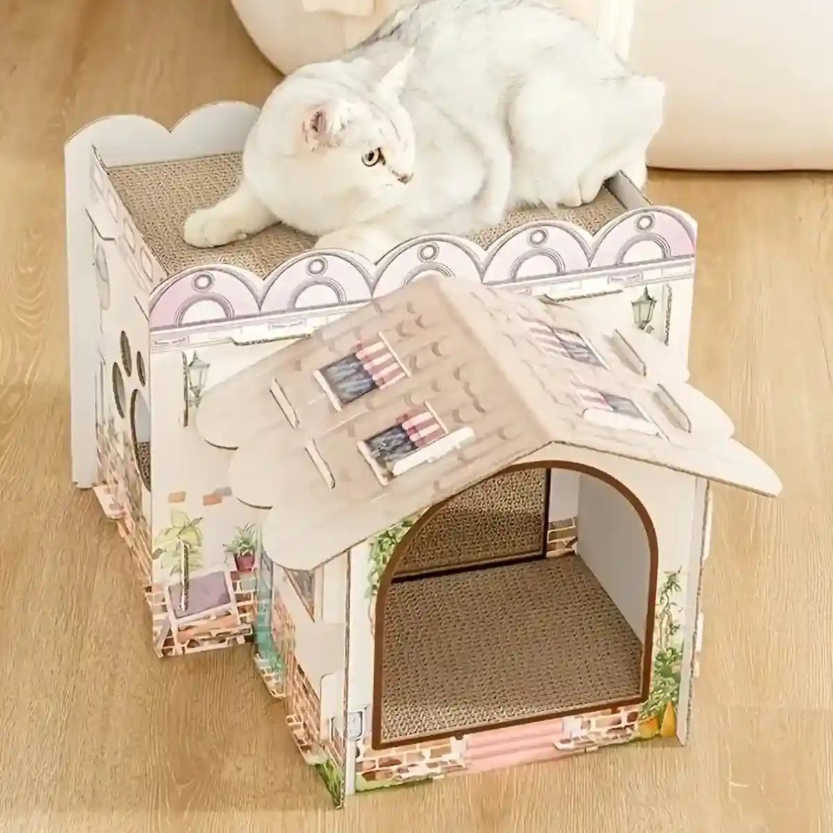 Cardboard Cat Scratch House with Roof Cat Scratch Board Sofa