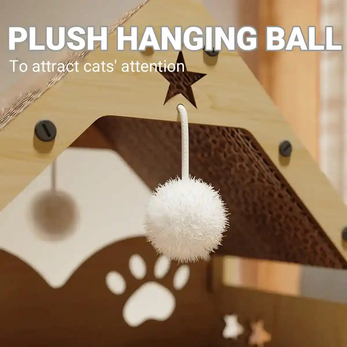 Wooden Cat Scratching Bed with Toy Durable Claw-Friendly Cat Lounge