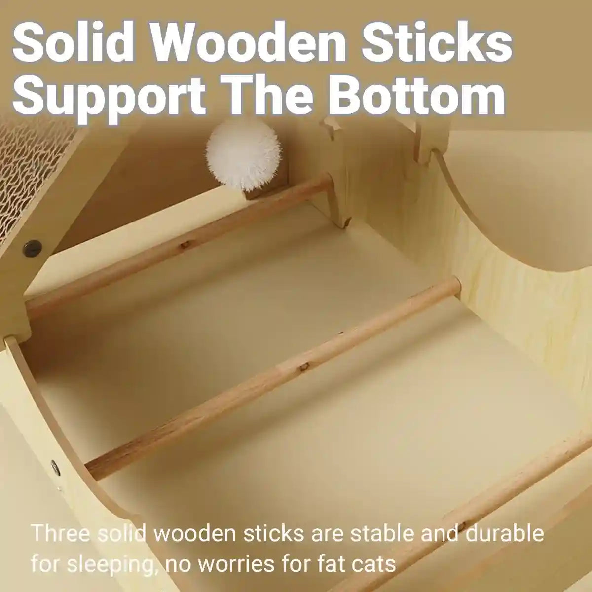 Wooden Cat Scratching Bed with Toy Durable Claw-Friendly Cat Lounge