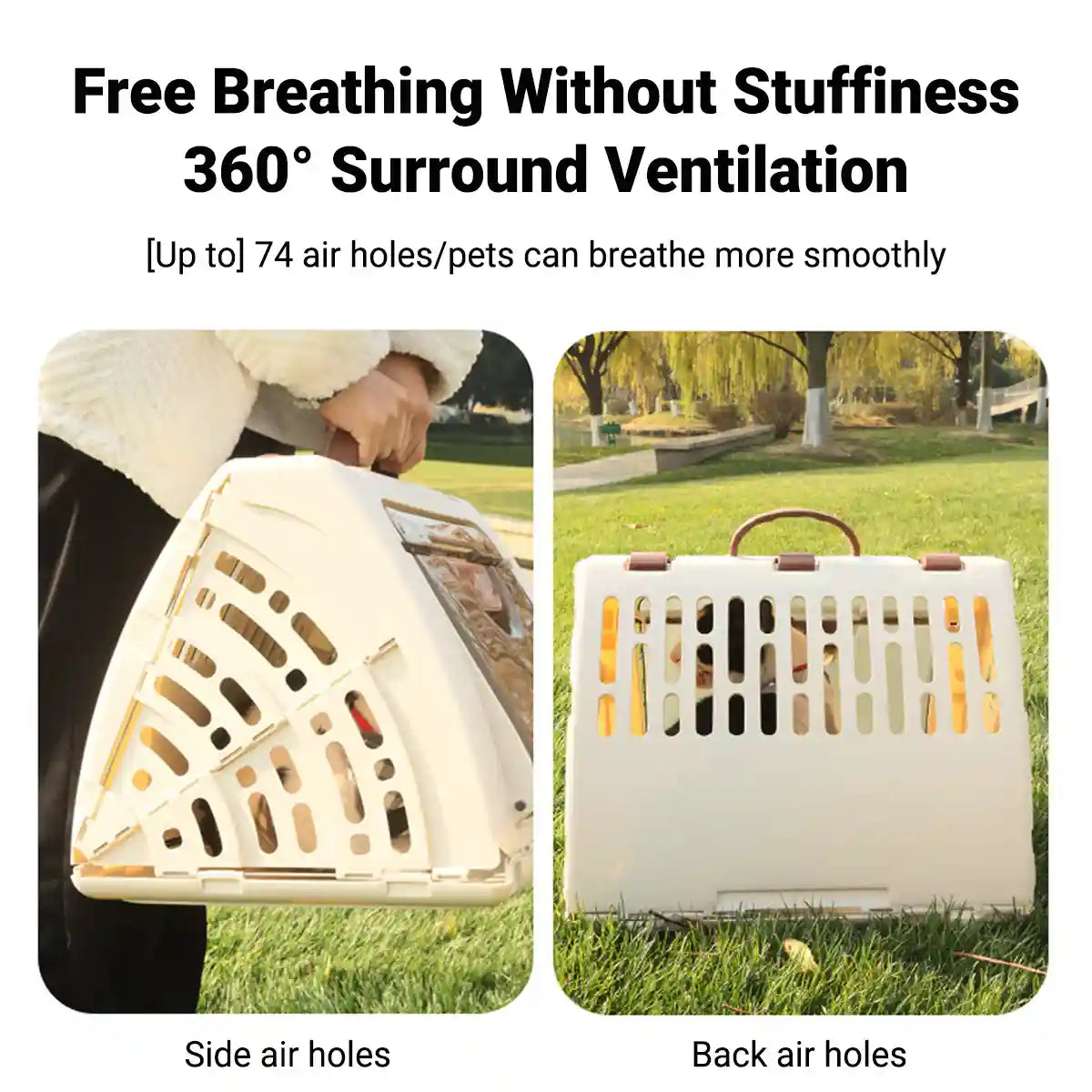 Portable Foldable Cat Carrier Cage Ventilated Travel Crate with Handle