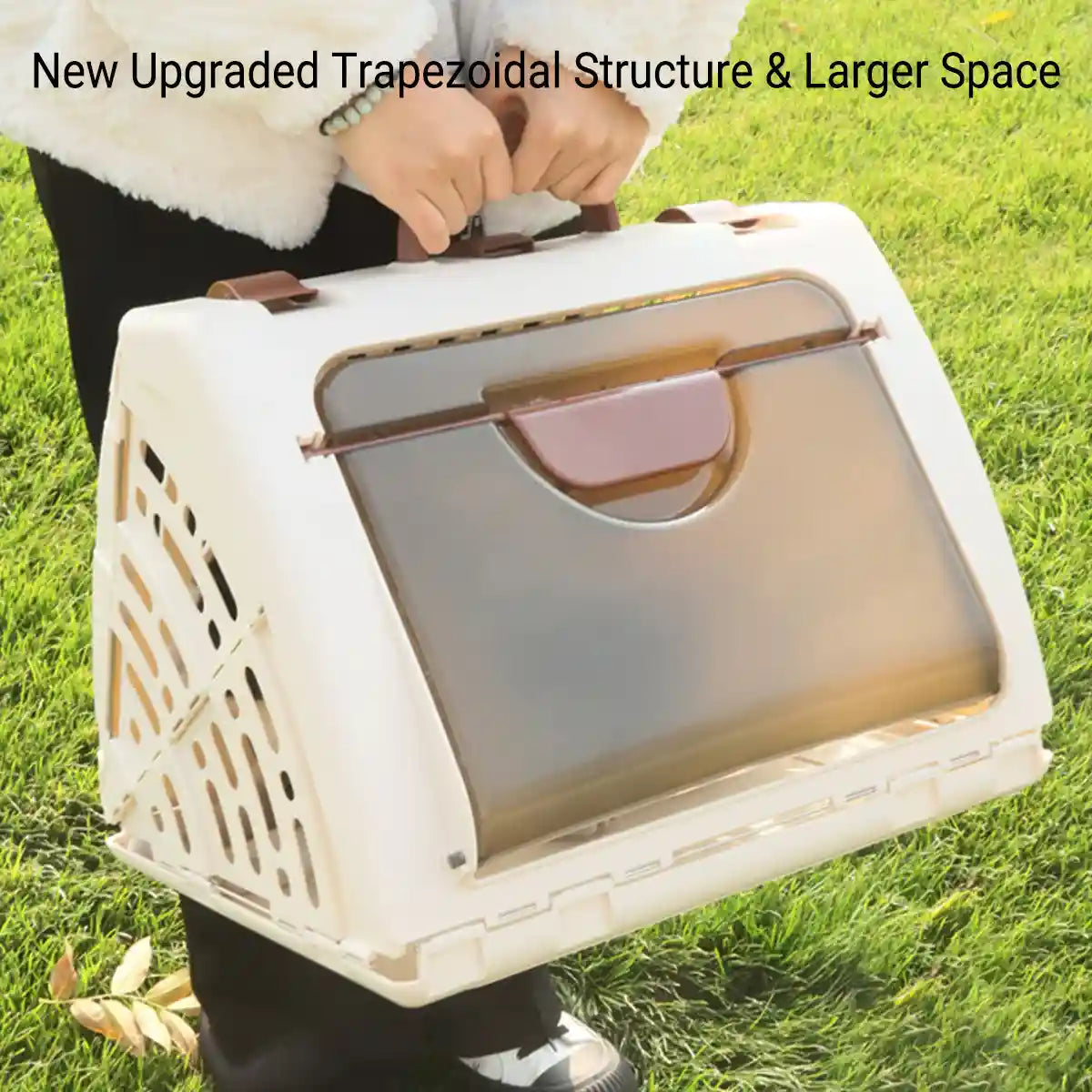 Portable Foldable Cat Carrier Cage Ventilated Travel Crate with Handle