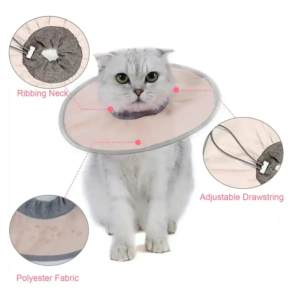 Adjustable Cat Recovery Collar for Grooming and Licking Prevention
