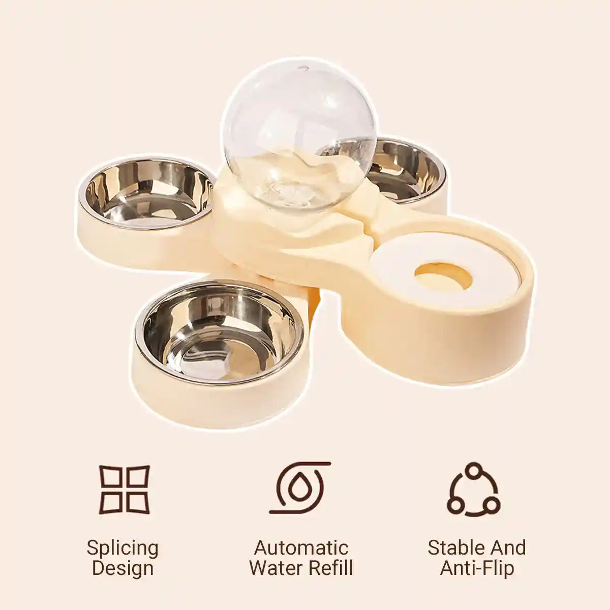 Automatic Cat Feeder With Water Dispenser & Stainless Steel Bowls