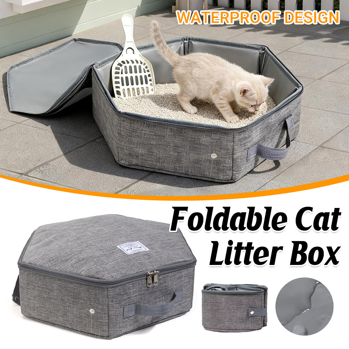 Foldable Portable Pet Litter Box Lightweight Collapsible for Travel Outdoor Use