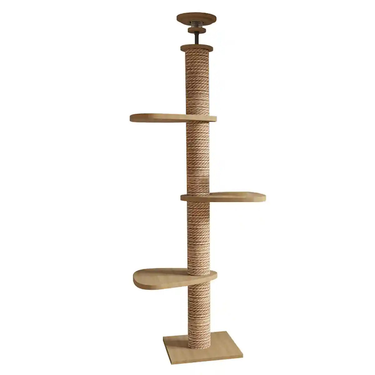 Adjustable Floor-to-Ceiling Cat Tree with Solid Wood Platforms