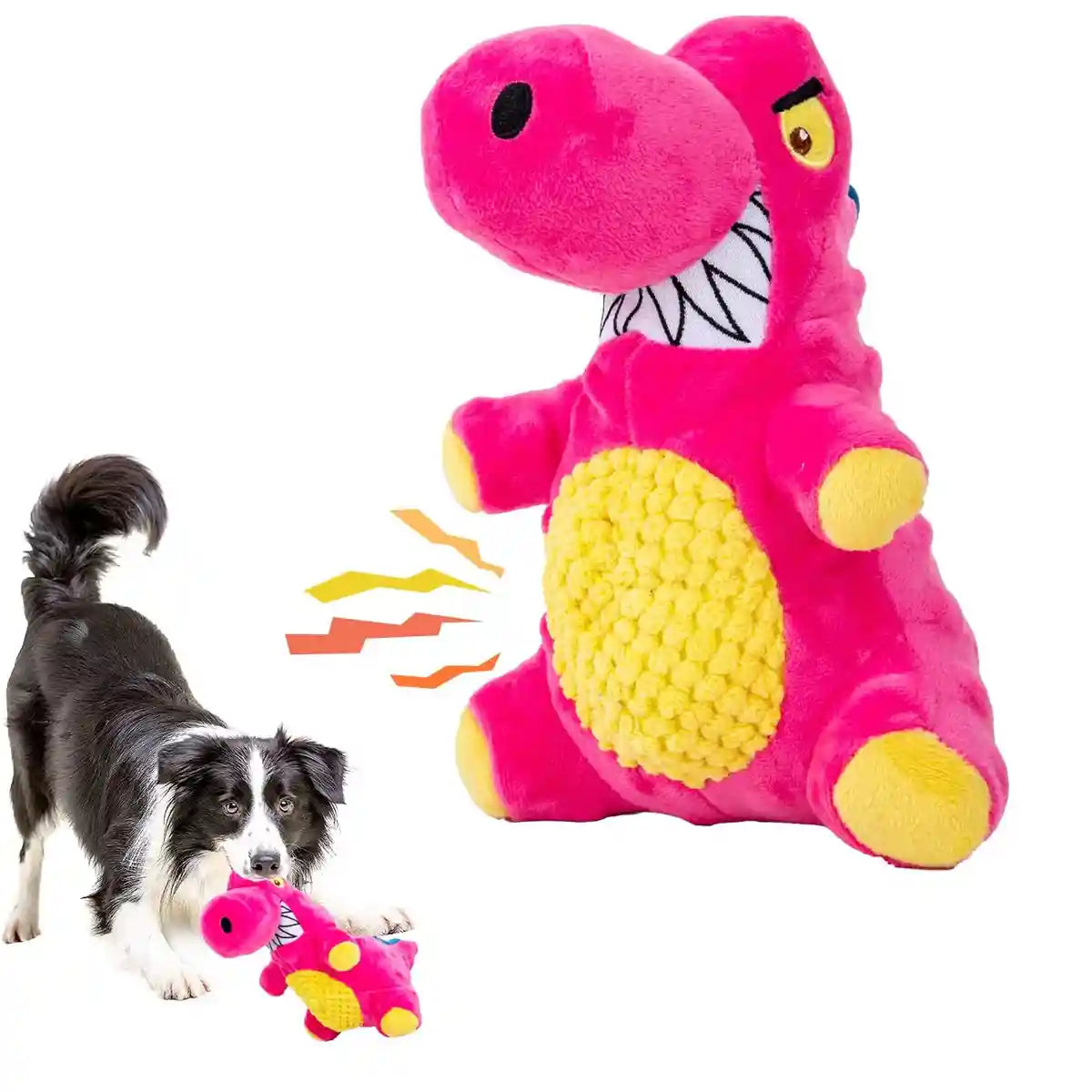 Plush Dinosaur Dog Chew Toy With Squeaker For All Sizes