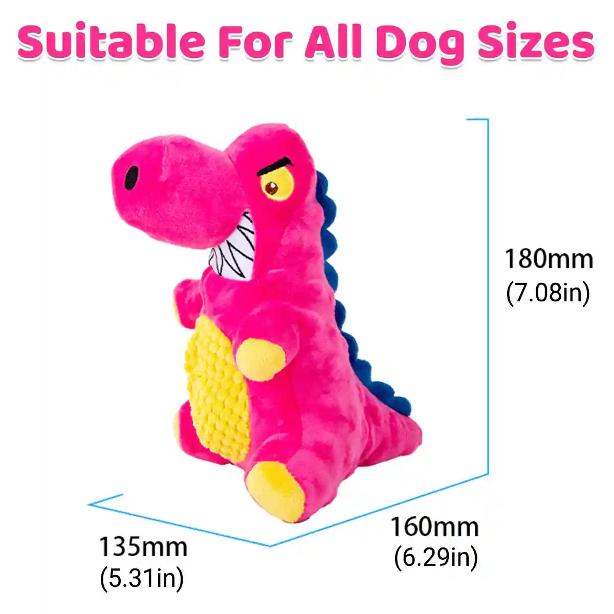 Plush Dinosaur Dog Chew Toy With Squeaker For All Sizes
