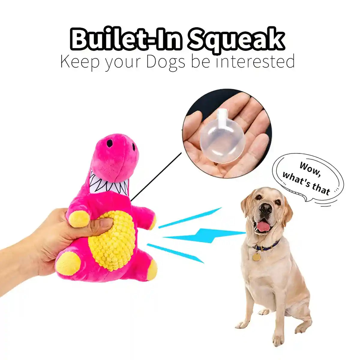 Plush Dinosaur Dog Chew Toy With Squeaker For All Sizes