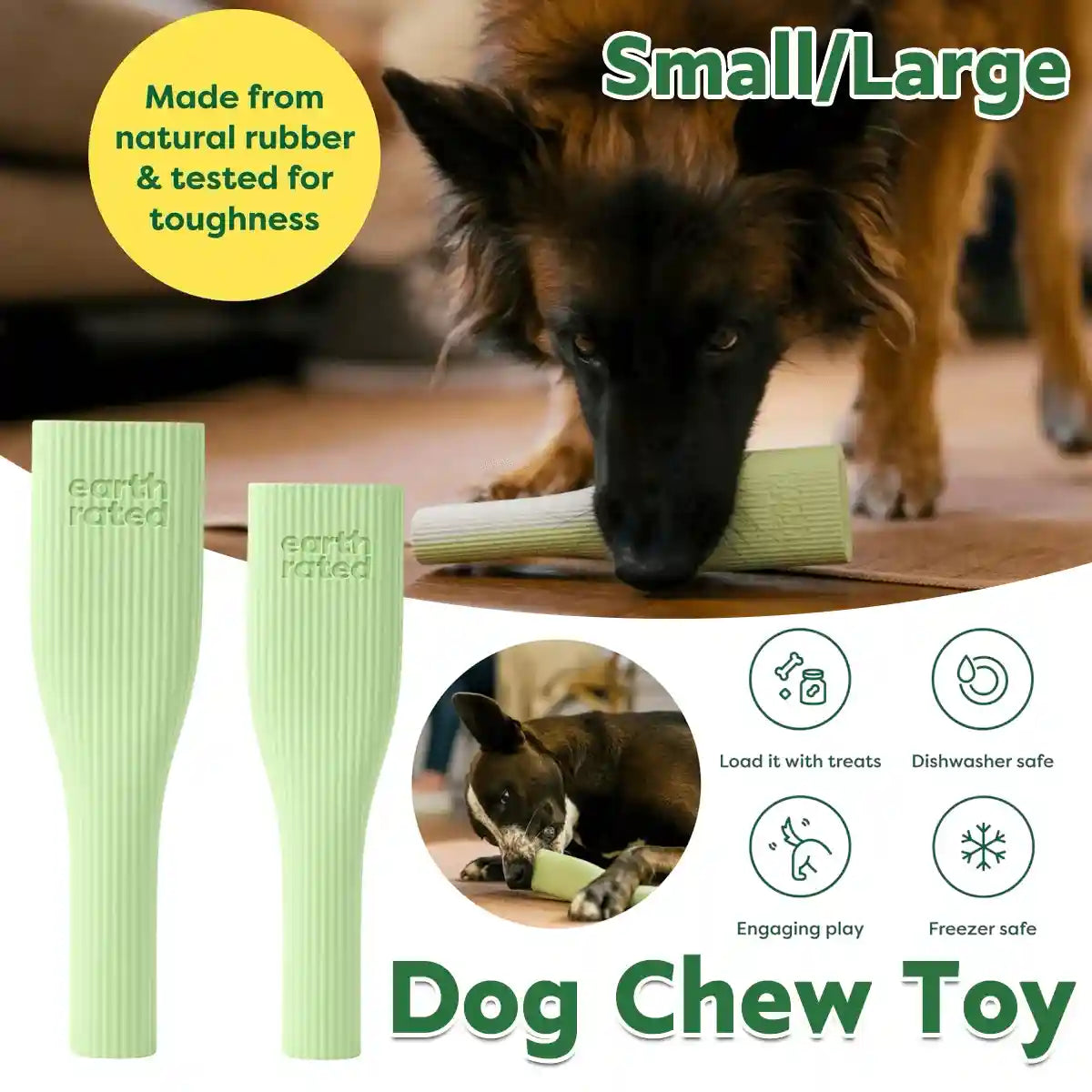 Earth Rated Natural Rubber Dog Chew Toy Durable Treat Dispenser for Interactive Play