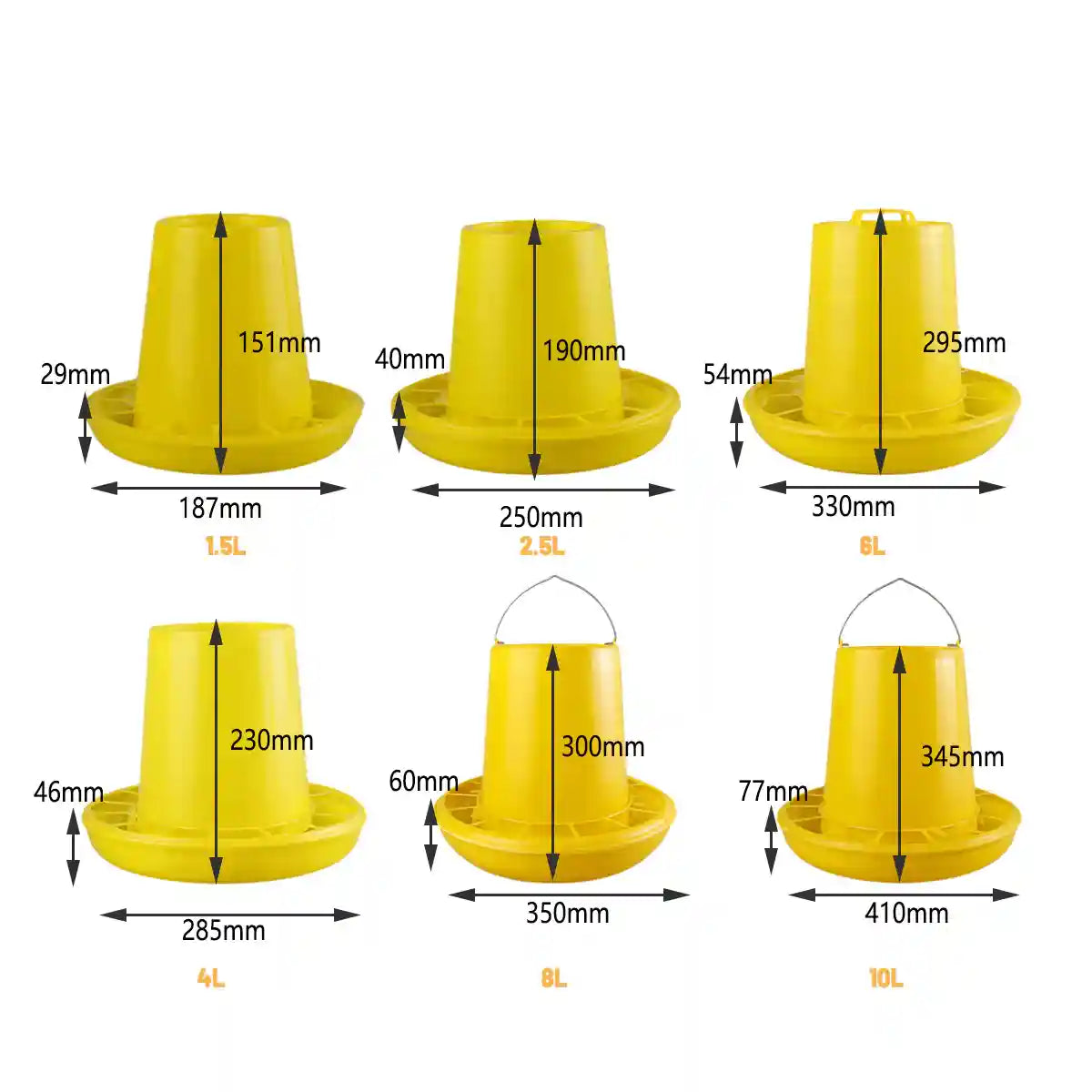 Durable Poultry Feeder Chicken & Hen Feed Dispenser (1.5L–10L)