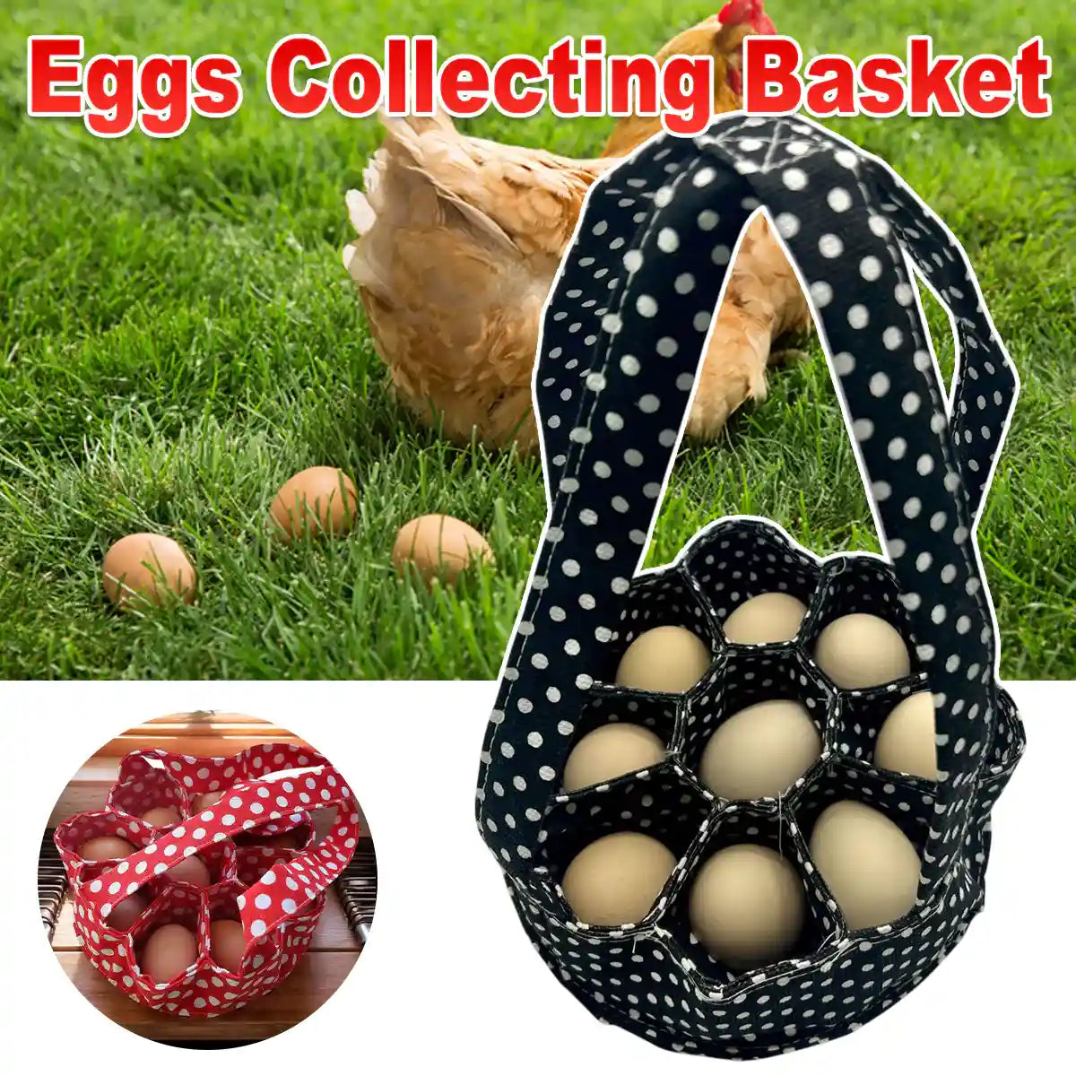 Egg Collecting Basket Durable Fabric Egg Gathering Carrier