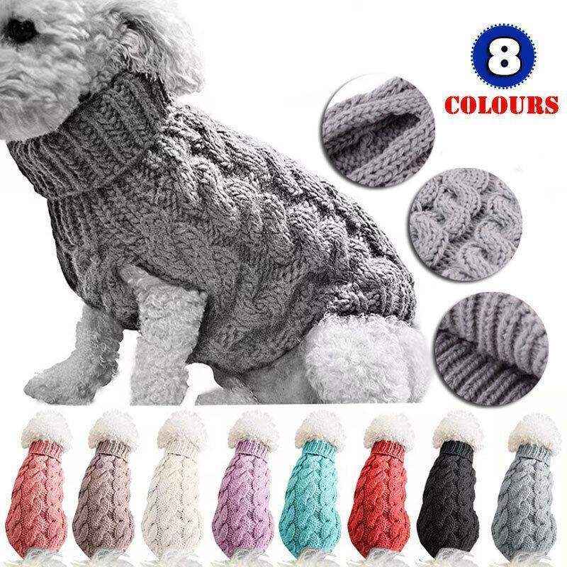 Warm acrylic dog sweater for small pets in winter