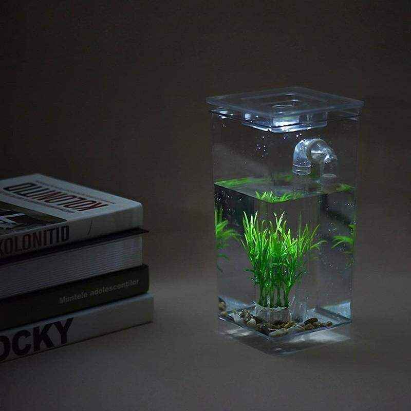 Stylish Self-Cleaning Mini Fish Tank with LED Light