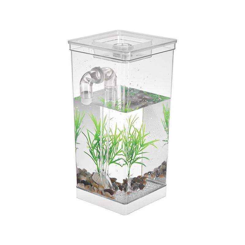 Stylish Self-Cleaning Mini Fish Tank with LED Light