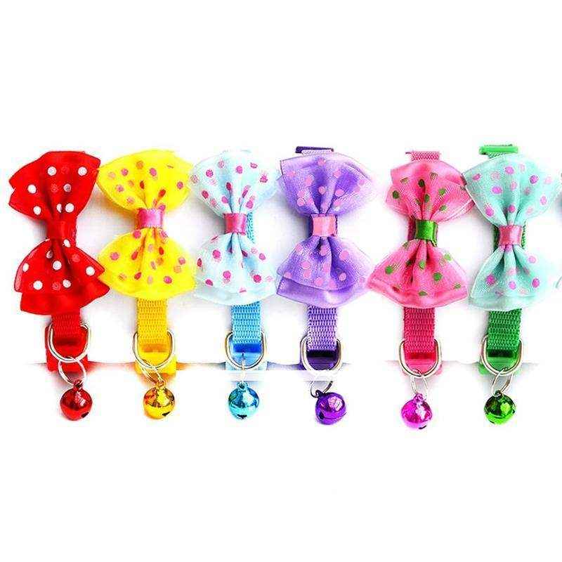Adjustable Bow Tie Pet Collar with Bell Stylish Designer Cat & Dog Collars