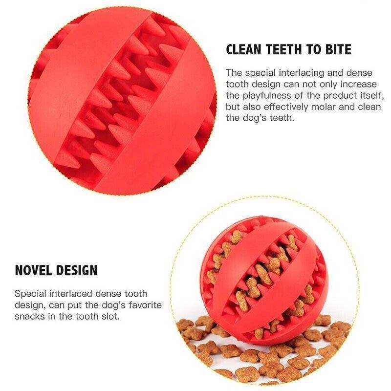 Dog Chew Toy Rubber Ball Dental Clean Teeth Healthy Food Dispenser Puppy Pet
