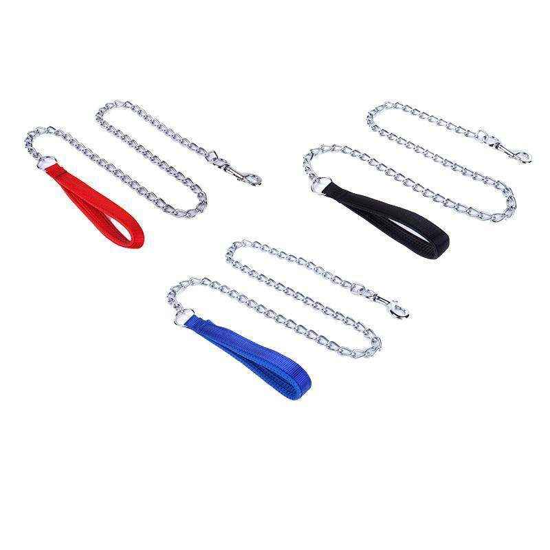 120cm Metal Chain Dog Leash With Padded Handle 3 Colours