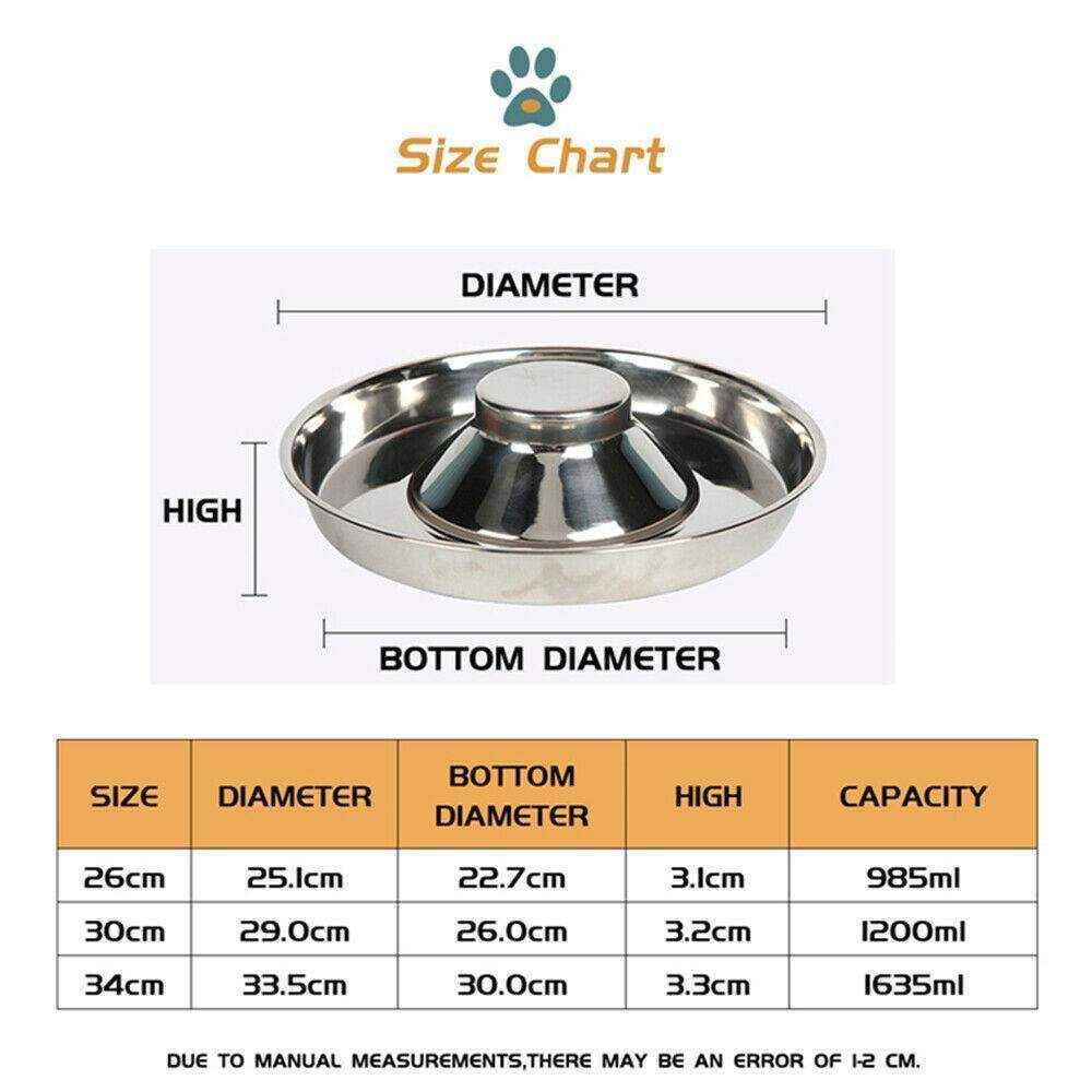 Feeder Bowl Stainless Steel Dog Bowls 26/30/34cm