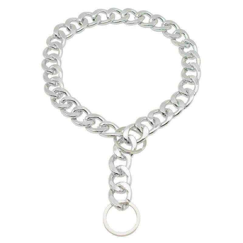 Heavy-Duty Dog Chain Collar Silver