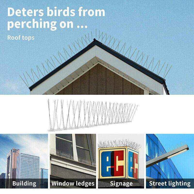 10pcs Stainless Steel Outdoor Bird Deterrent Spikes for Roof & Fence Protection