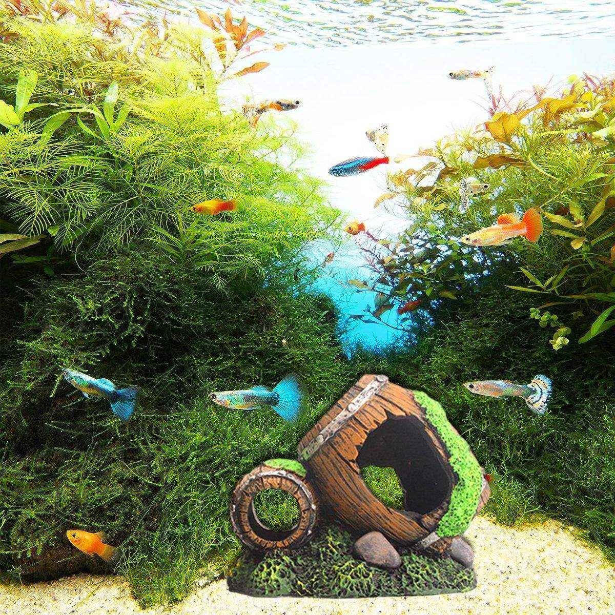 Resin Wine Barrel Aquarium Decoration