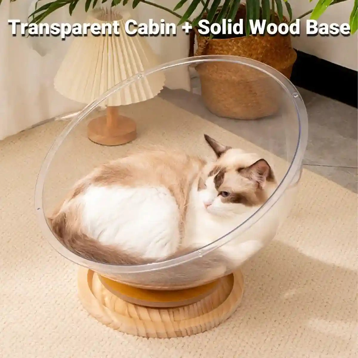 Acrylic Space Capsule Cat Bed Semi-closed Cool Nest Turntable Toy