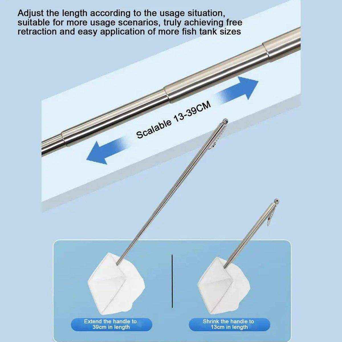 Stainless Steel Retractable Aquarium Fish Net - Telescopic Fish Scoop